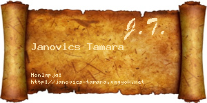 Janovics Tamara névjegykártya